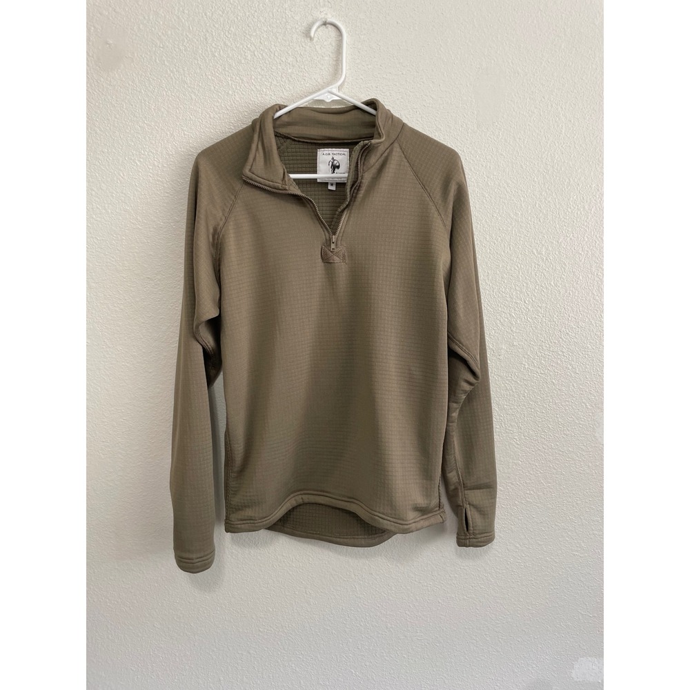 A.O.S. Tactical Mens Medium Waffle Top Military Pullover Brown Quarter Zip